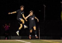 Edoardo Oliveri celebrates with Colorado Mesa